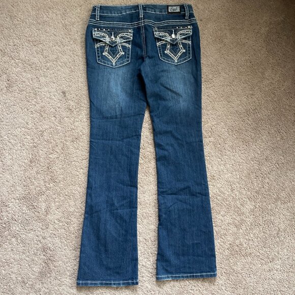 Earl Jeans Womens 5 Blue Boot Cut Embellished Flap Pocket Rodeo Cowgirl Western - Picture 1 of 9